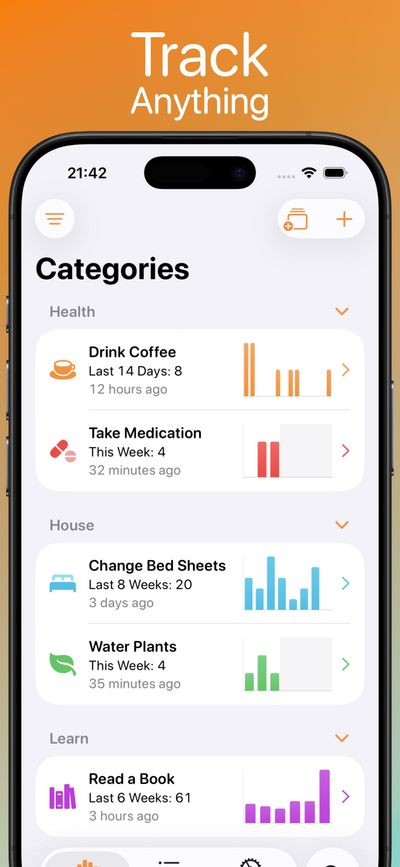Chronicling App Store screenshot showing main tracking interface