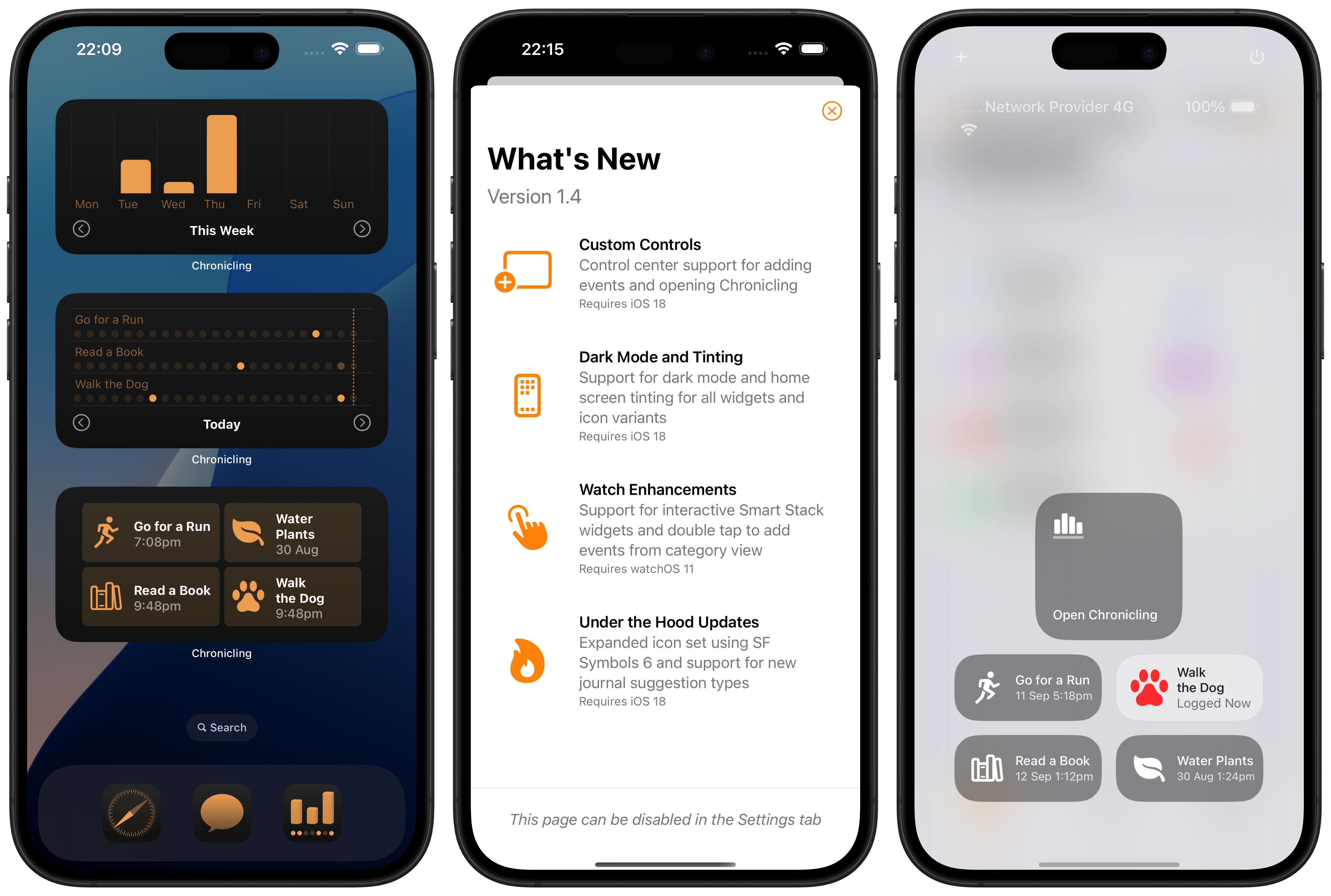 Tinted widgets and controls iPhone screenshots